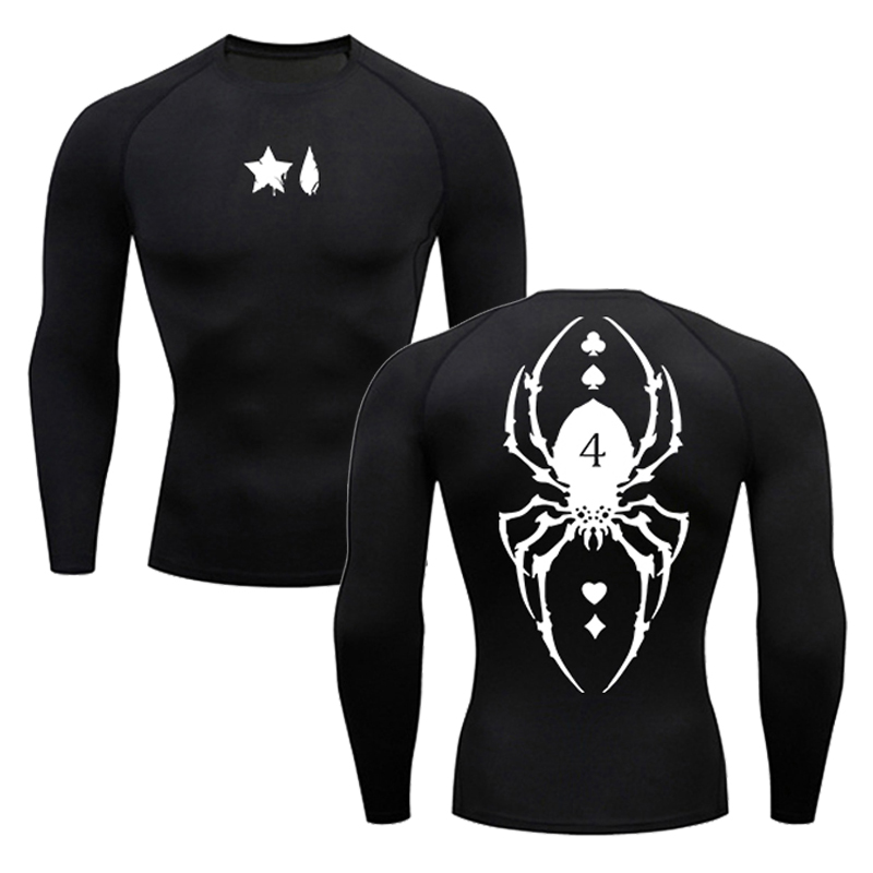 Summer Gym Clothing - Spider Print Compression Shirt for Men