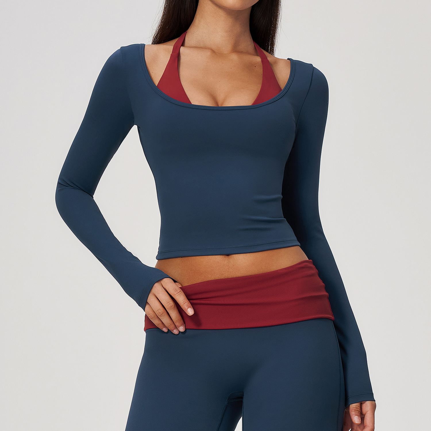 Summer Yoga Clothing - 2-in-1 Fake Two Piece Halter Yoga