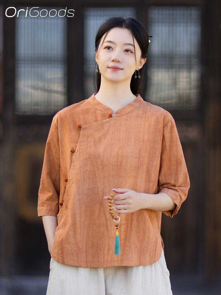 Summer Clothing In Japan - OriGoods Tie Dye Shirt Woman Ramie