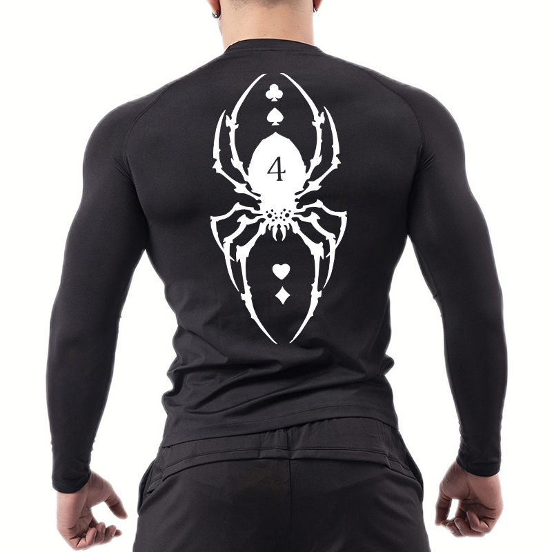 Spider Print Compression Shirt - Summer Gym Clothing 评论和价格