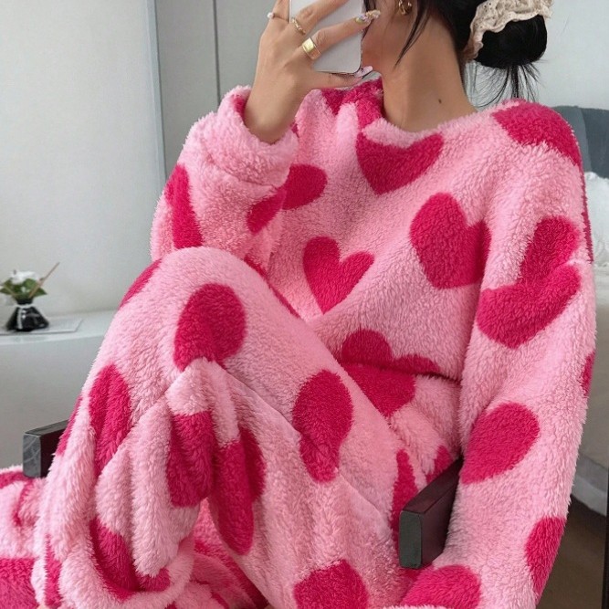 Hot Pink Pajamas Suit Print Sl - Summer House Clothing 评论和价格