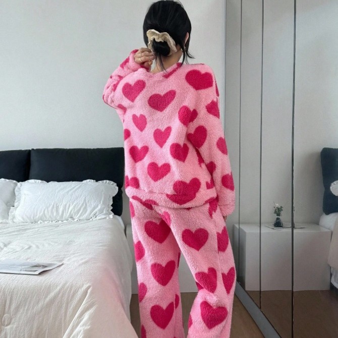 Hot Pink Pajamas Suit Print Sl - Summer House Clothing 评论和价格
