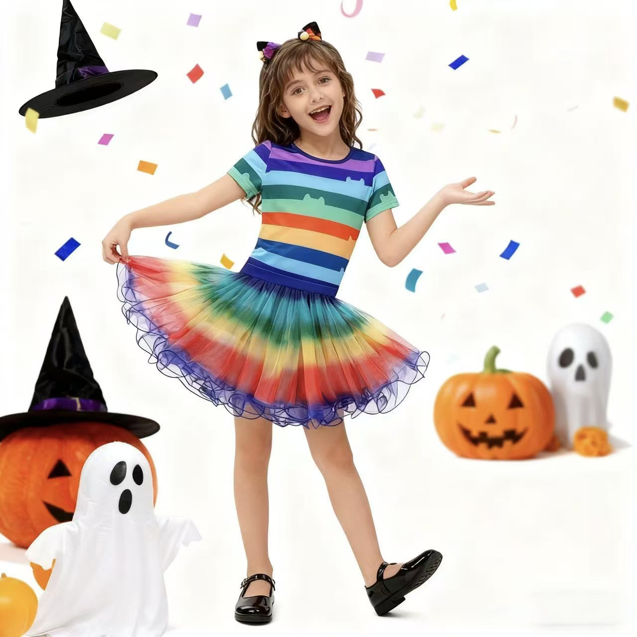 Girls Rainbow Striped T-Shirt  - Summer Dresses Yours Clothing 评论和价格