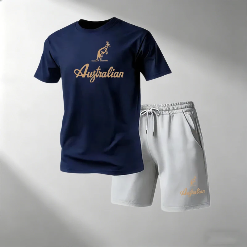 Men's Fitness T-Shirts Sets Br - Summer Gym Clothing 评论和价格