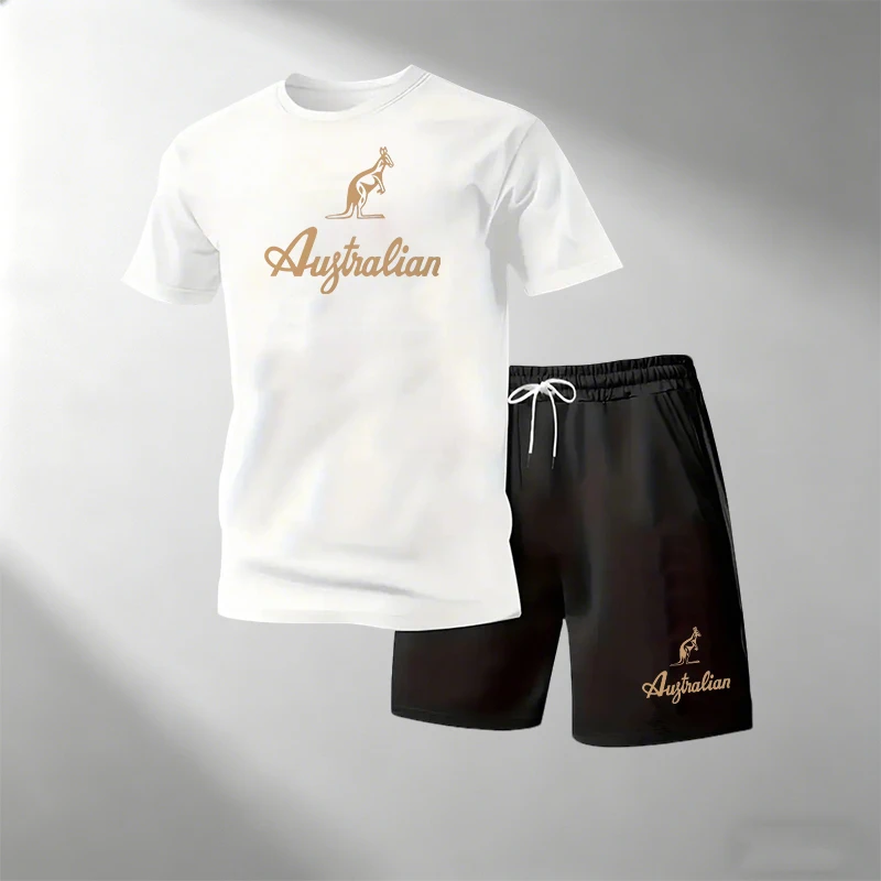 Men's Fitness T-Shirts Sets Br - Summer Gym Clothing 评论和价格