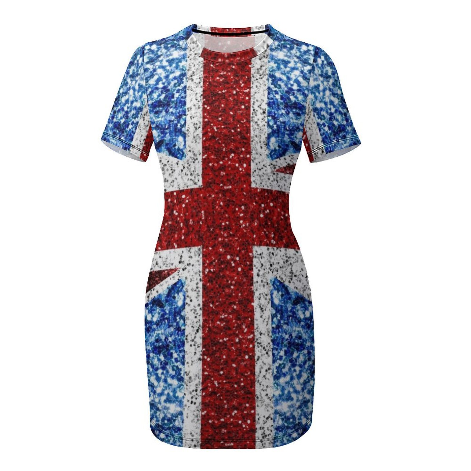 UK flag red blue white faux sp - Summer Clothing Women Uk 评论和价格