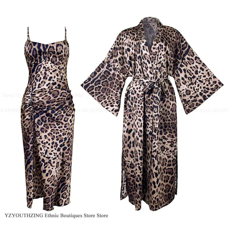 Sexy Leopard Long Robe Nightgo - Summer House Clothing 评论和价格