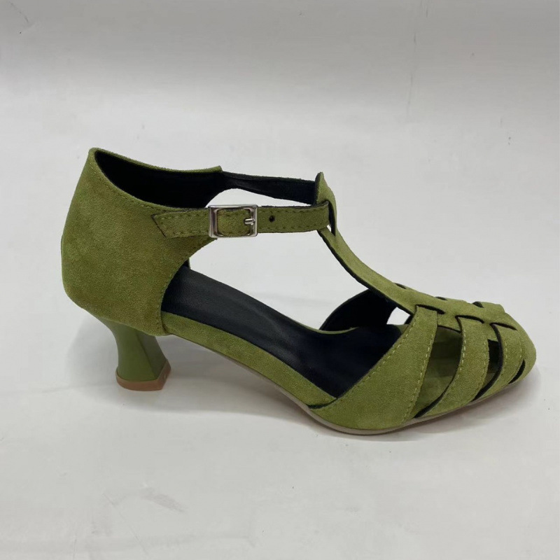 Women's Green Suede Kitten Hee - Summer Clothing Collection 评论和价格