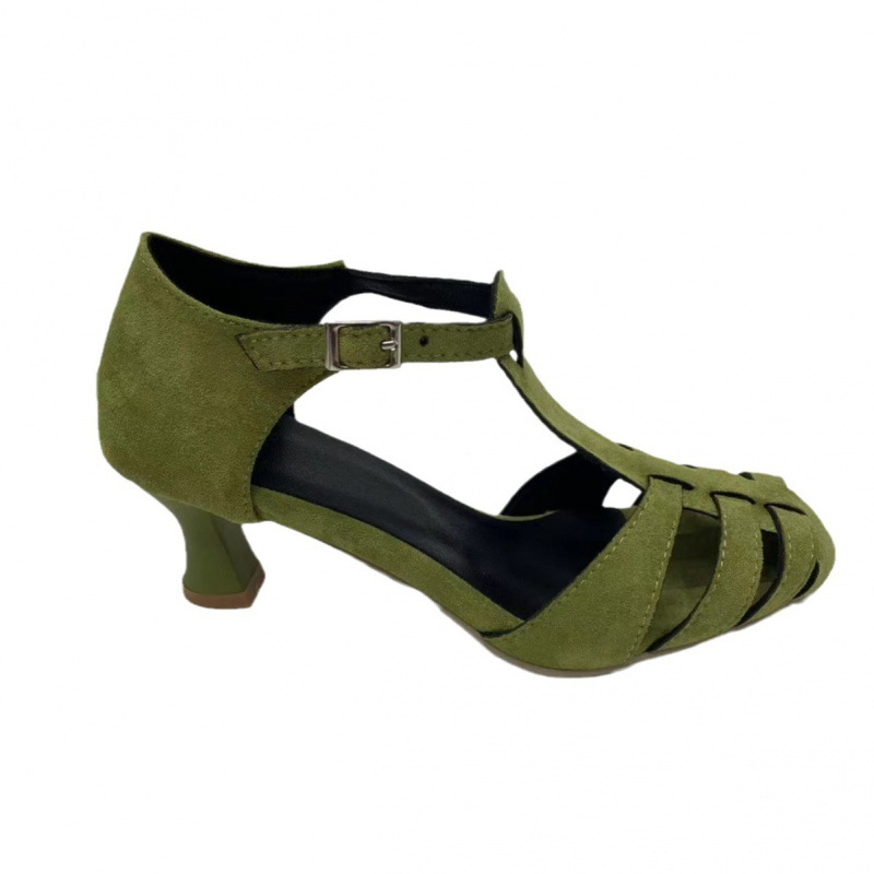 Women's Green Suede Kitten Hee - Summer Clothing Collection 评论和价格