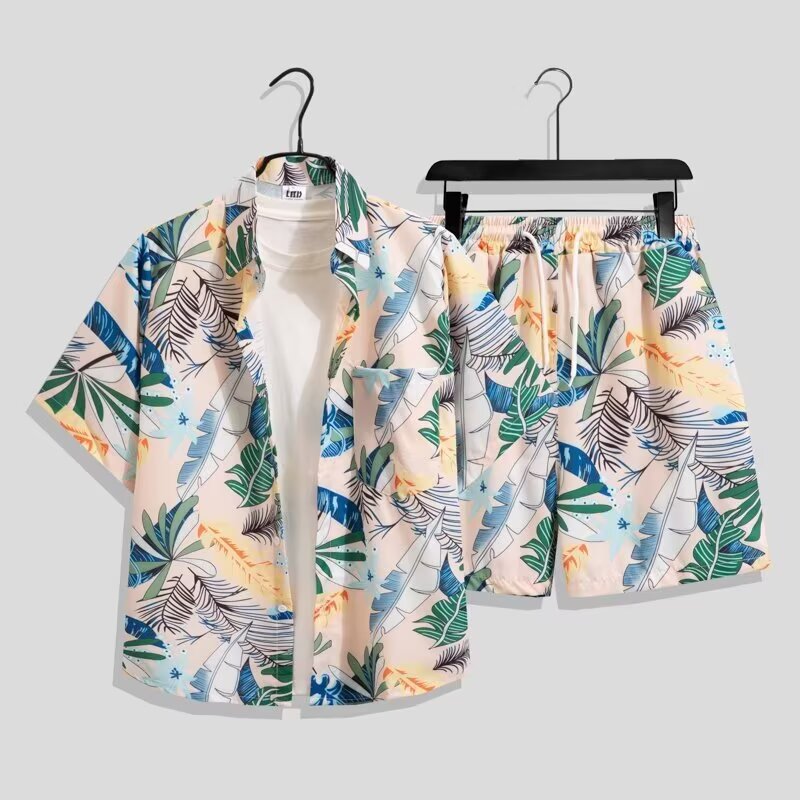 Hawaiian Style Shirt Set Men's - Beach Shirt Hawaiian 评论和价格