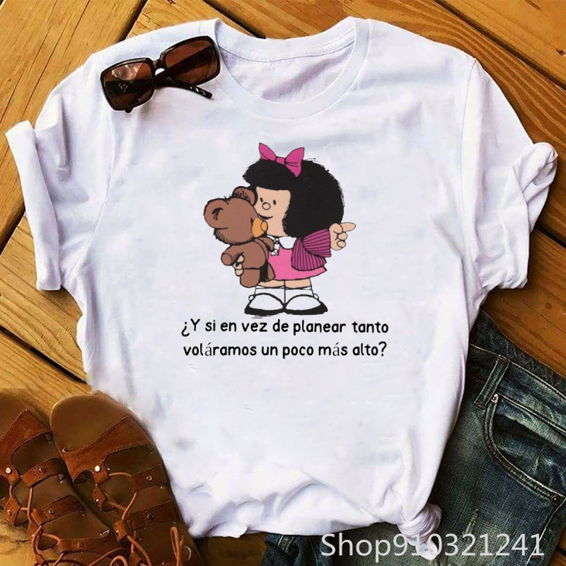 Rock Roll Mafalda tshirt Funny - Summer Clothing Teens 评论和价格