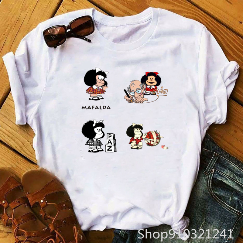 Rock Roll Mafalda tshirt Funny - Summer Clothing Teens 评论和价格