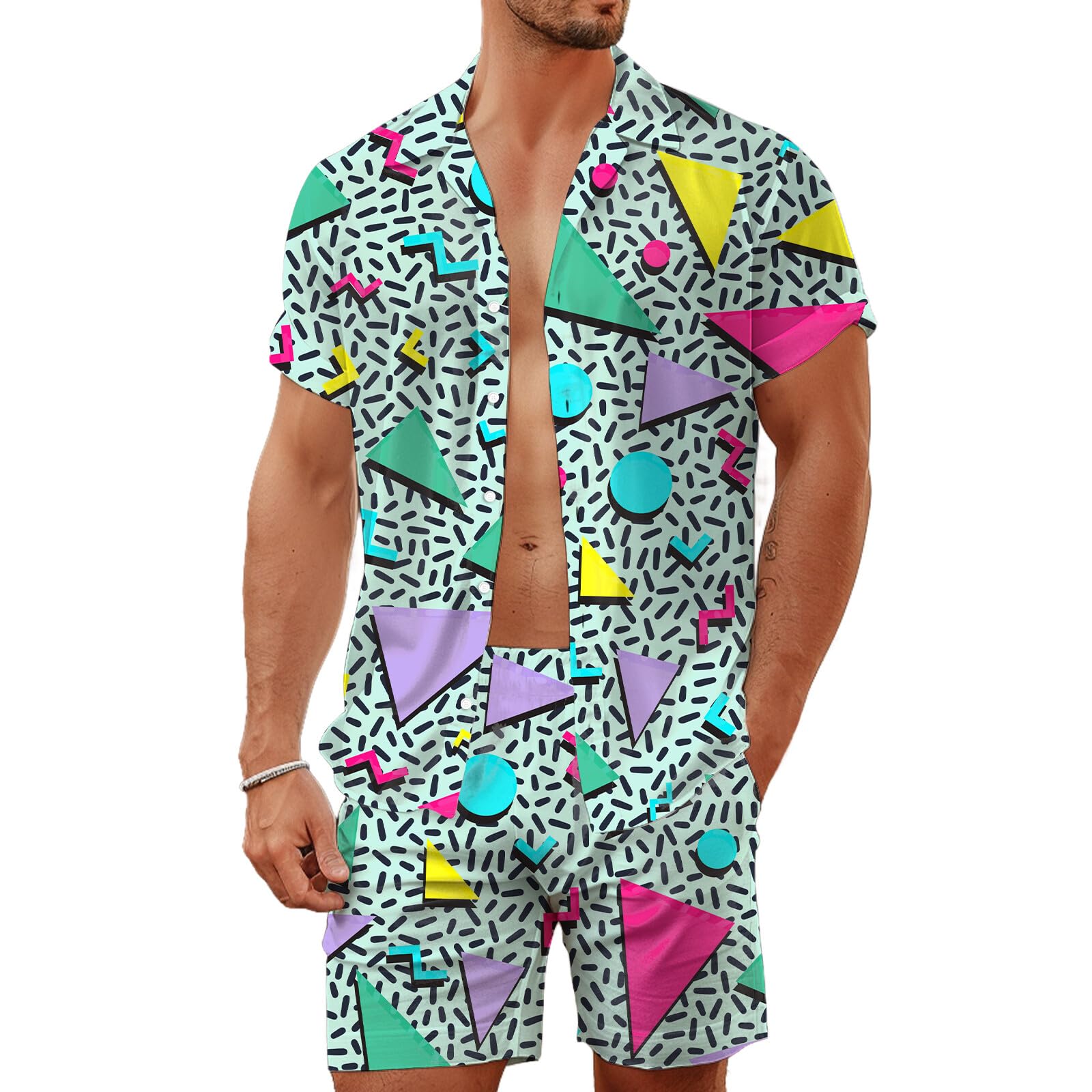Summer Irregular Geometric 3D  - Beach Shirt Hawaiian 评论和价格
