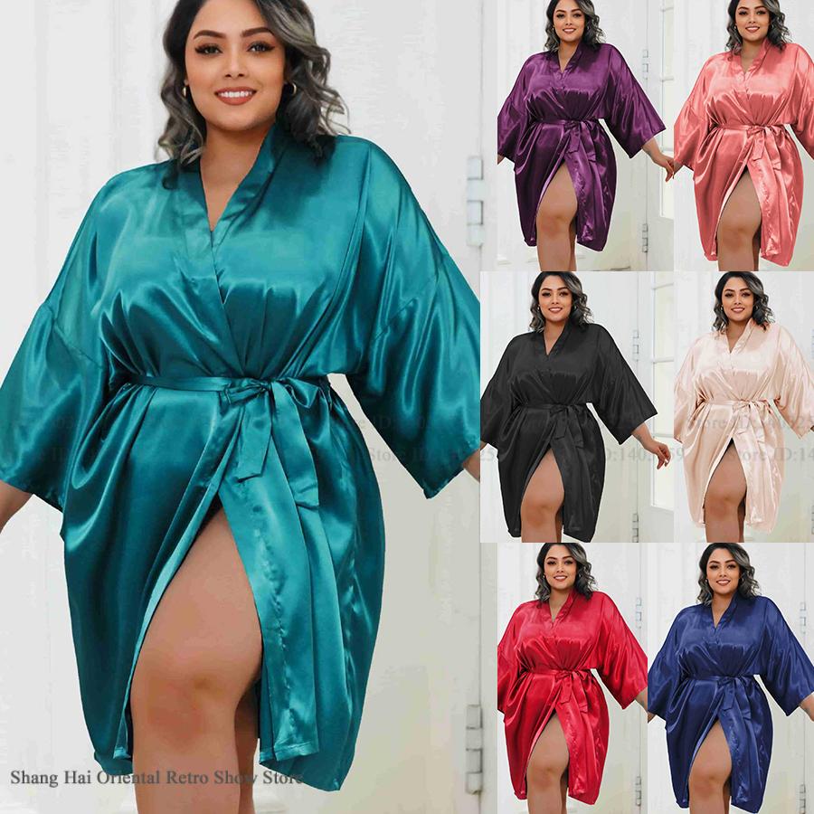 Plus Size Women Robe Half Slee - Summer House Clothing 评论和价格