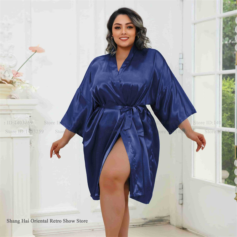 Plus Size Women Robe Half Slee - Summer House Clothing 评论和价格