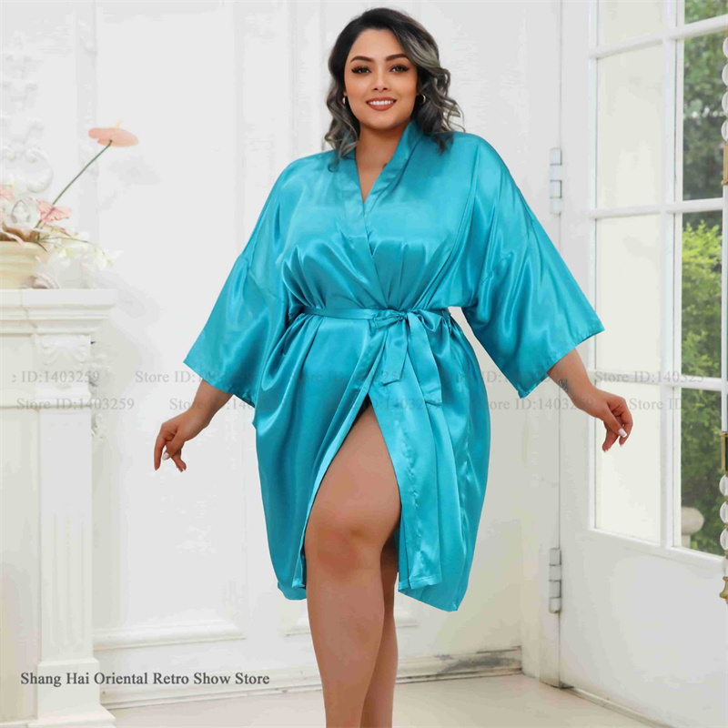 Plus Size Women Robe Half Slee - Summer House Clothing 评论和价格