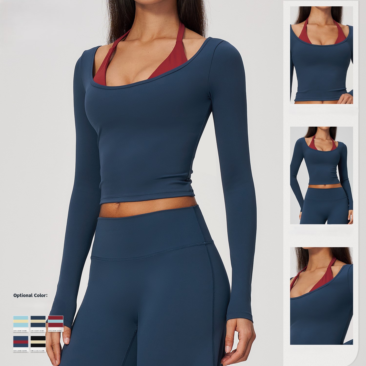 2-in-1 Fake Two Piece Halter Y - Summer Yoga Clothing 评论和价格