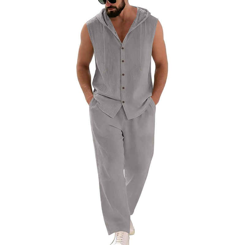 Men's Casual Linen Suit Hooded - Summer Clothing Usa 评论和价格