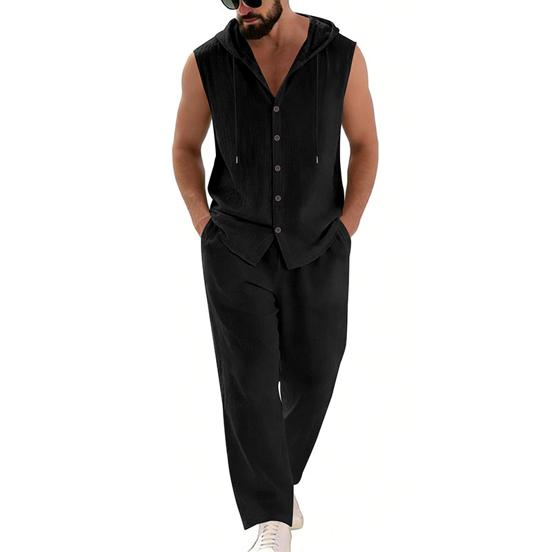 Men's Casual Linen Suit Hooded - Summer Clothing Usa 评论和价格