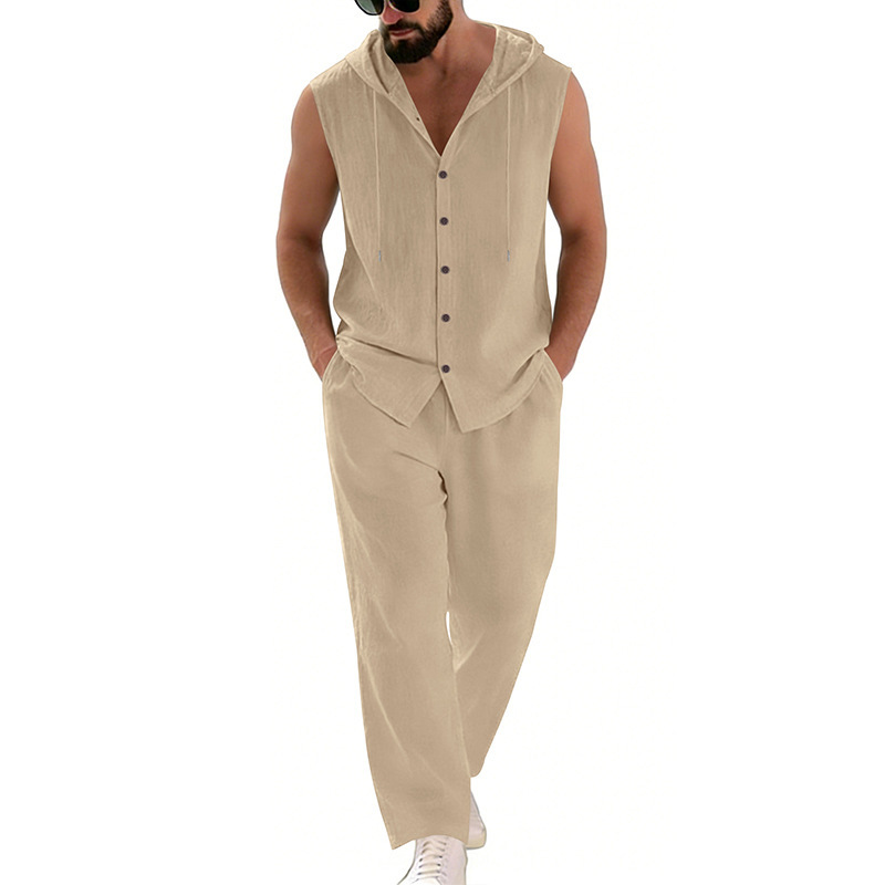 Men's Casual Linen Suit Hooded - Summer Clothing Usa 评论和价格