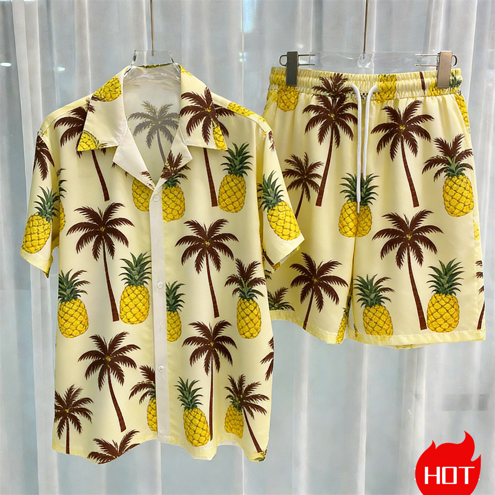 Summer Men's Shirt Sets Plants - Beach Shirt Hawaiian 评论和价格