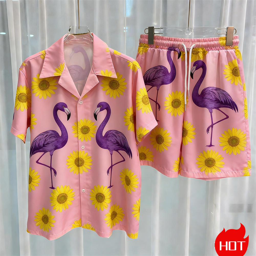 Summer Men's Shirt Sets Plants - Beach Shirt Hawaiian 评论和价格
