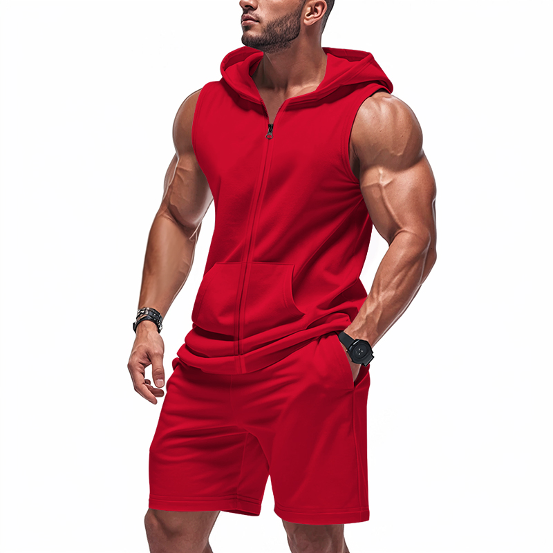 Men's Suit Sleeveless Hoodie T - Summer Gym Clothing 评论和价格