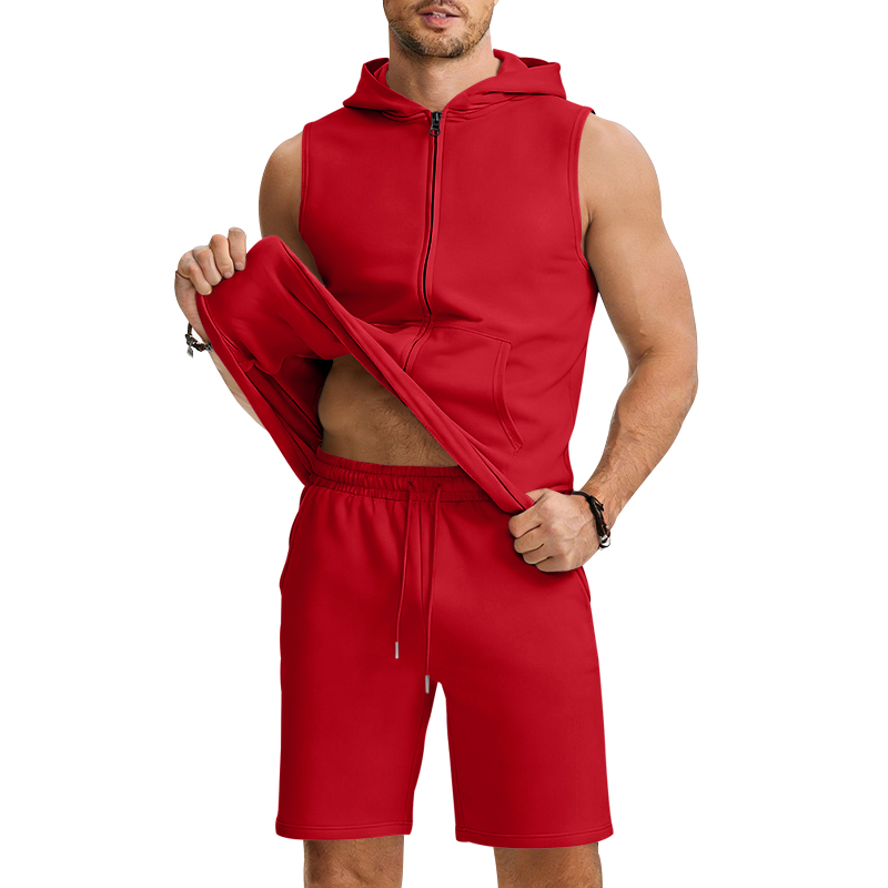 Men's Suit Sleeveless Hoodie T - Summer Gym Clothing 评论和价格