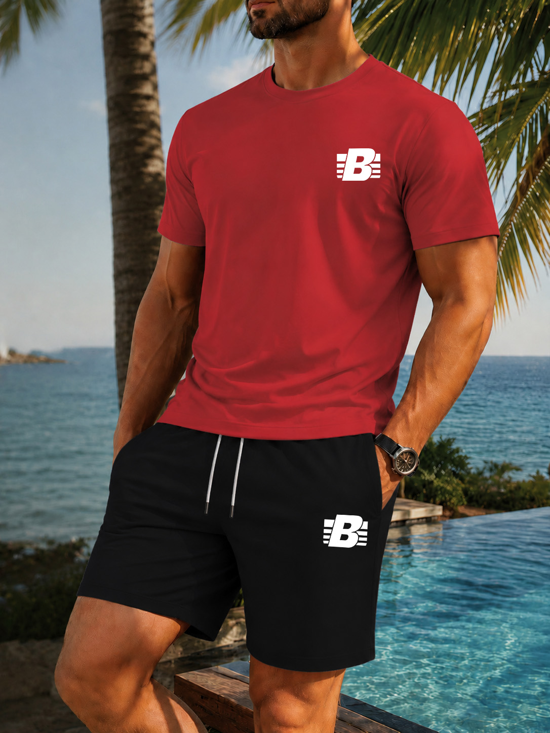 Men's 2-Piece Tracksuit Casual - Summer Gym Clothing 评论和价格