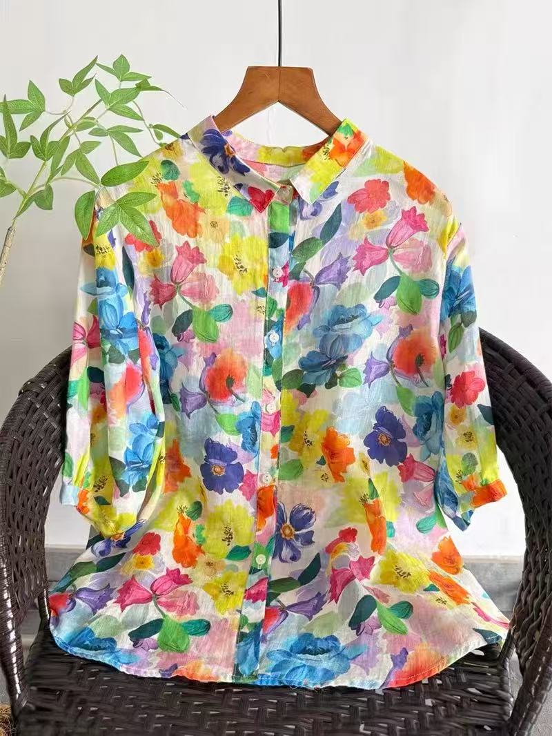 2026 Pure Ramie Print Shirt Wo - Summer Clothing In Japan 评论和价格