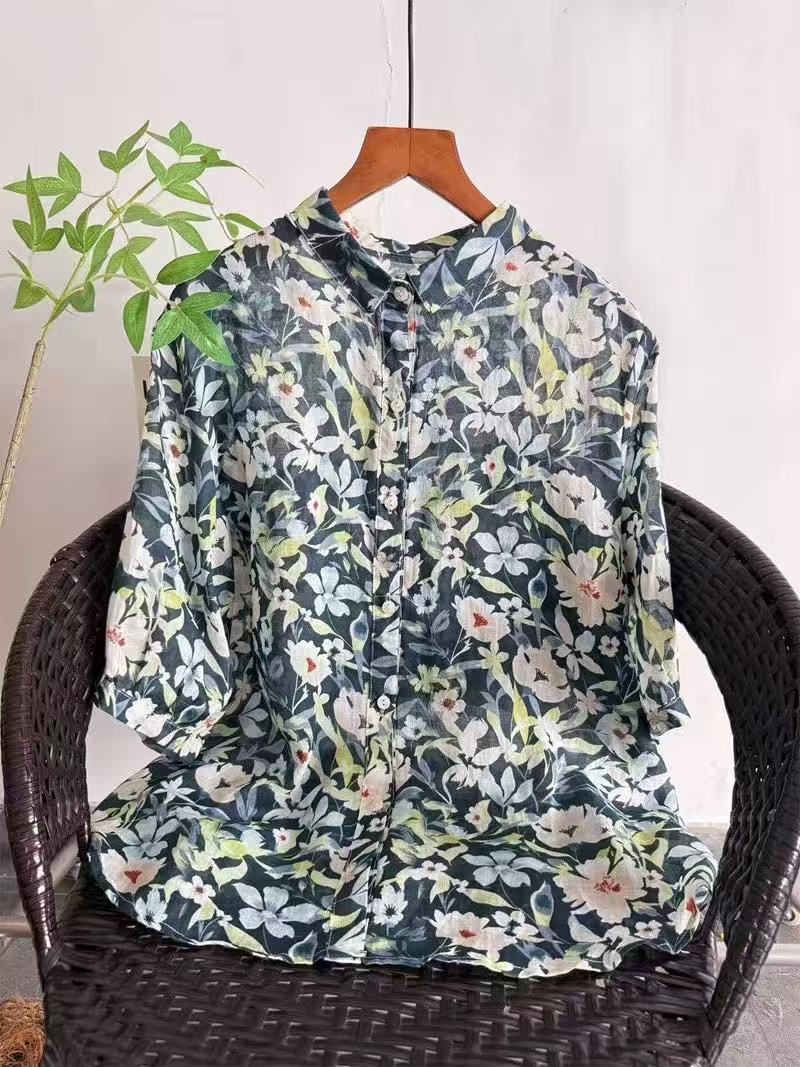 2026 Pure Ramie Print Shirt Wo - Summer Clothing In Japan 评论和价格