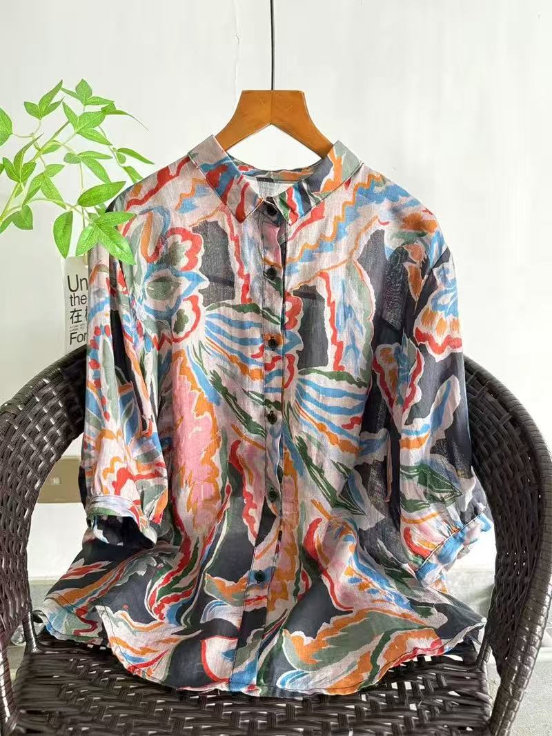 2026 Pure Ramie Print Shirt Wo - Summer Clothing In Japan 评论和价格